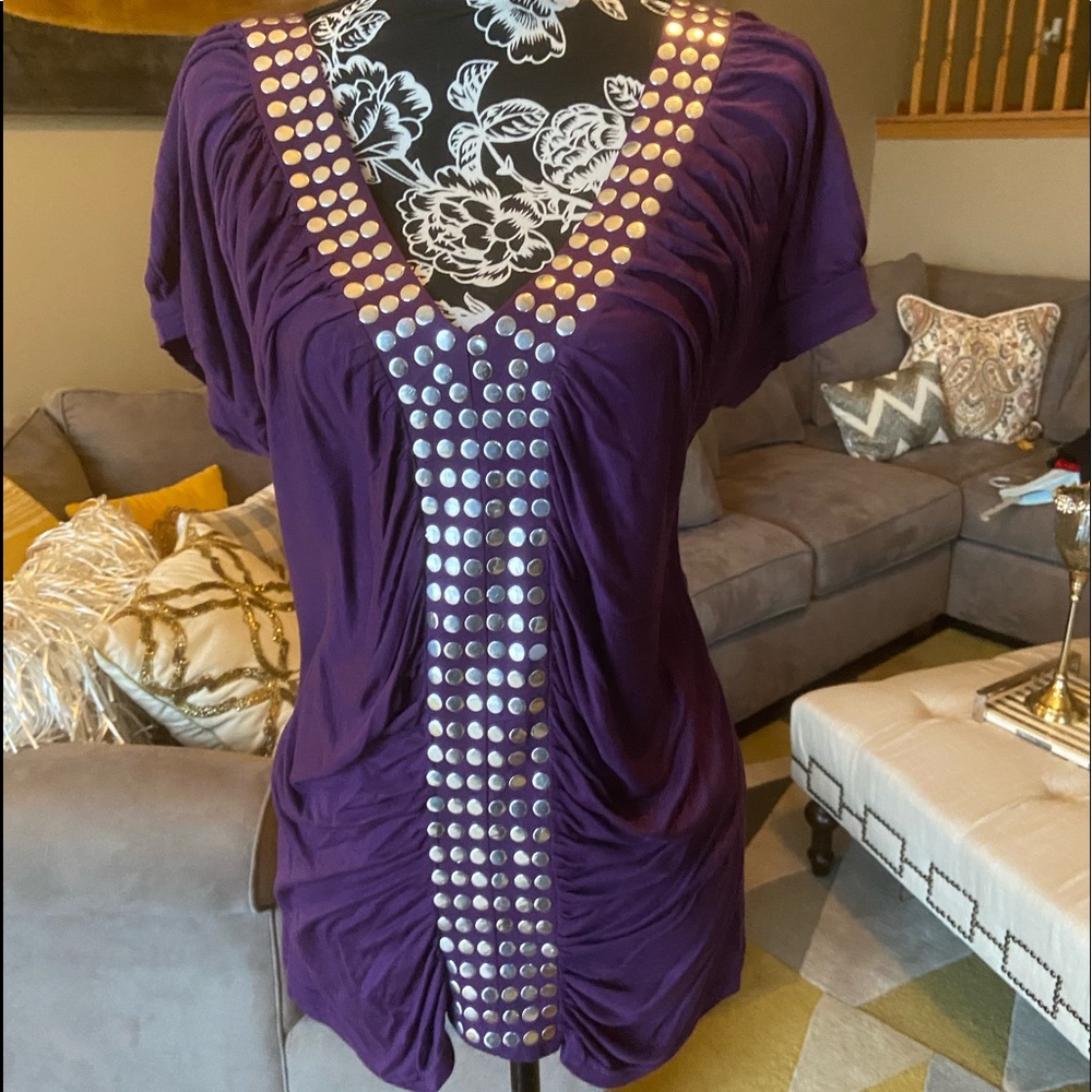 Beautiful Purple studded and V-neck top